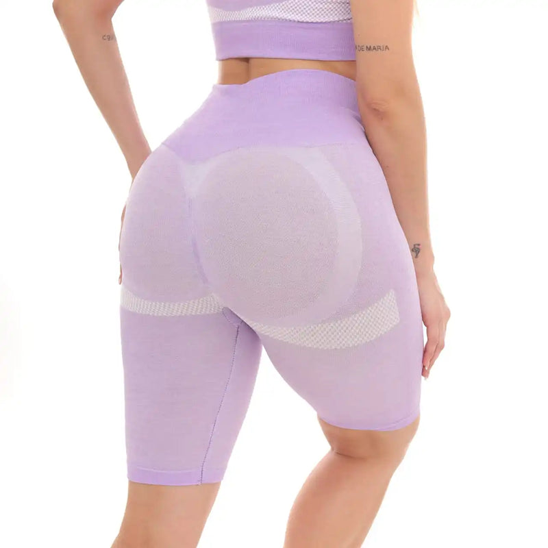 Conjunto Top e Bermuda Academia Fitness – Modelagem Perfeita para Empinar e Levantar o Bumbum em Lilás FRETE GRATES