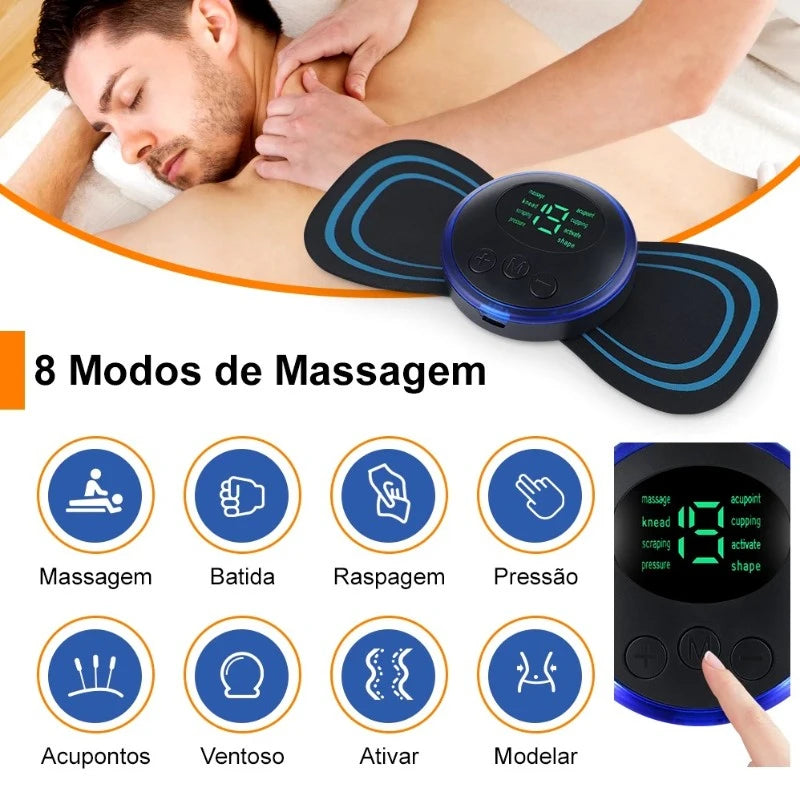 Mini Massageador EMS Portátil – Alívio Imediato para Dores Musculares e Cervicais FRETE GRATES