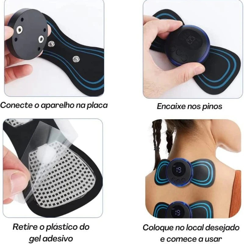 Mini Massageador EMS Portátil – Alívio Imediato para Dores Musculares e Cervicais FRETE GRATES