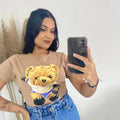 Camiseta Feminina 100% Algodão T-shirt Estampada Urso Ted Patins – Estilo, Conforto e Praticidade FRETE GRATES