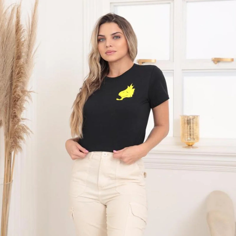 Camiseta Feminina 100% Algodão Woodstock – Estilo, Conforto e Praticidade em Uma Só Peça FRETE GRATES