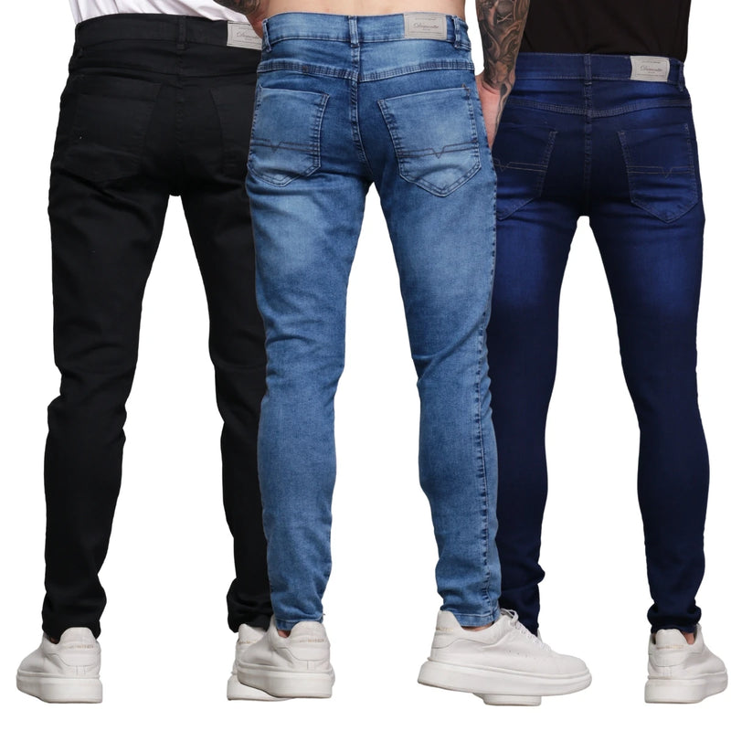 Kit com 3 Calças Jeans Masculinas Skinny Lycra – Estilo, Conforto e Tendência em Uma Só Peça FRETE GRATES