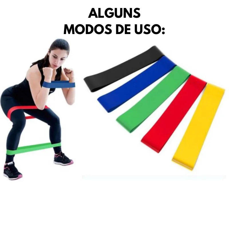 Kit de 5 Mini Faixas Elásticas – Ideal para Exercícios, Academia, Treinos Funcionais e Mobilidade em Casa FRETE GRATES