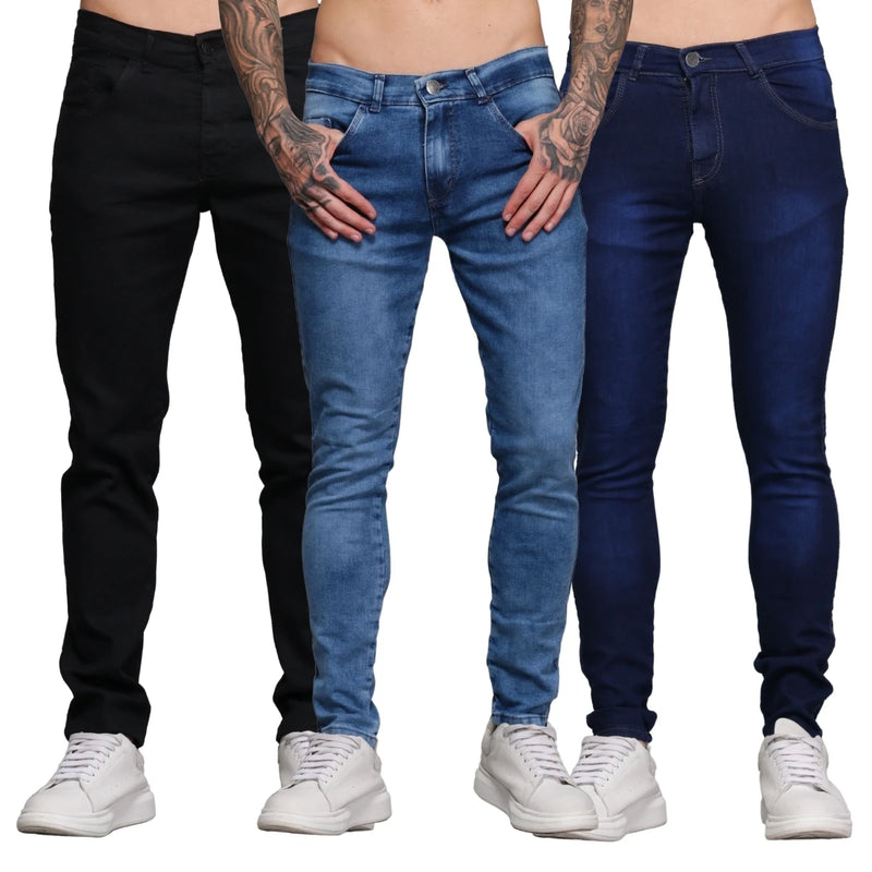 Kit com 3 Calças Jeans Masculinas Skinny Lycra – Estilo, Conforto e Tendência em Uma Só Peça FRETE GRATES